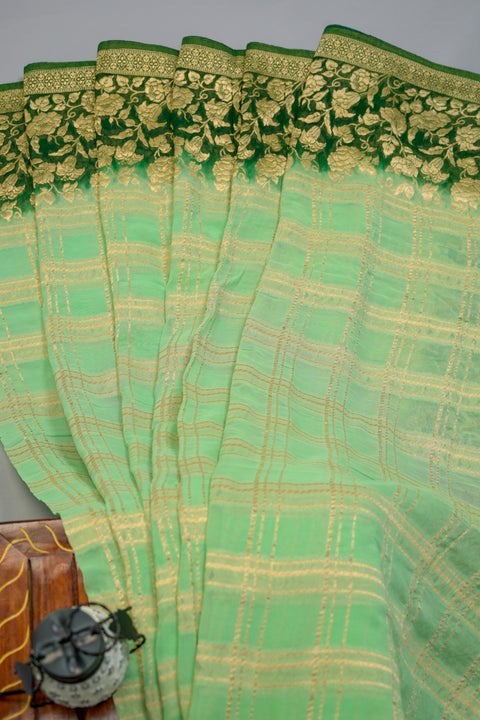 Green and Dark Green Georgette saree