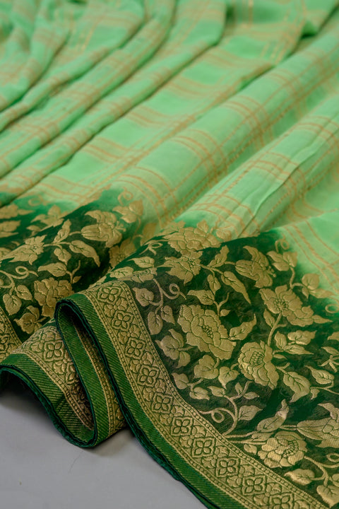 Green and Dark Green Georgette saree