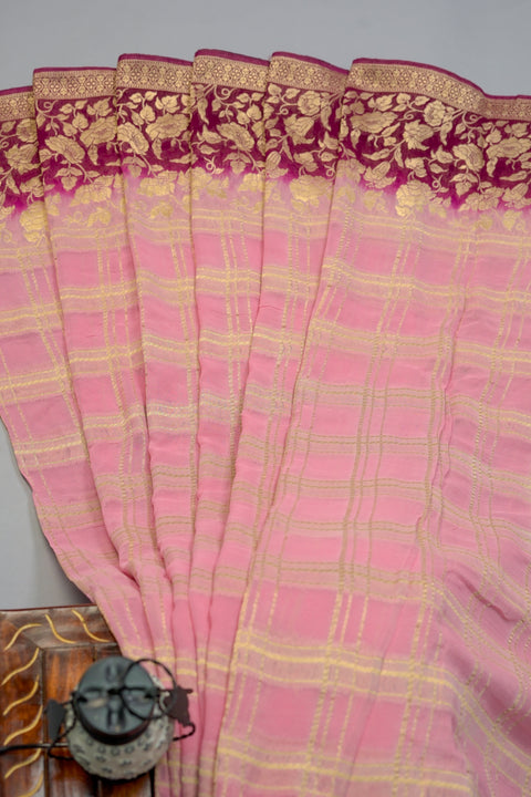 Pink and Dark Pink Georgette saree