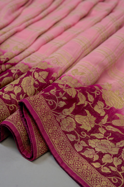 Pink and Dark Pink Georgette saree