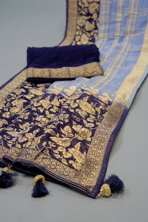 Blue and Dark Blue Georgette saree
