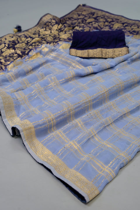 Blue and Dark Blue Georgette saree