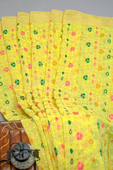 Yellow Georgette saree