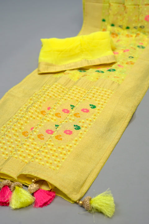 Yellow Georgette saree