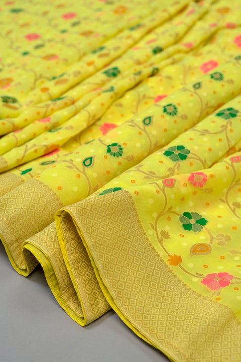 Yellow Georgette saree