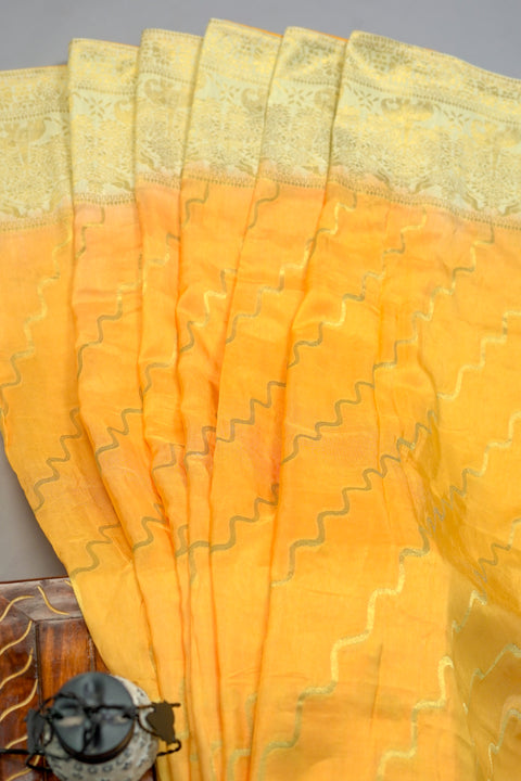 Mustard Moonga Silk Saree
