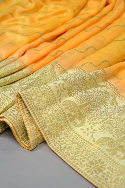 Mustard Moonga Silk Saree