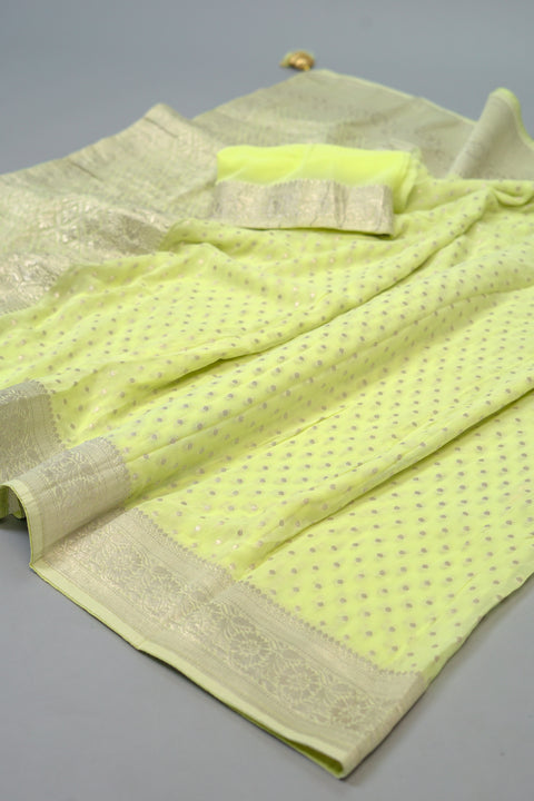Light Yellow Georgette saree