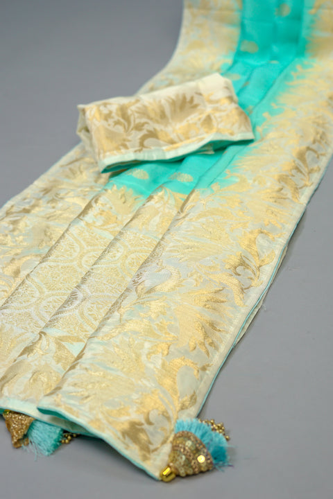 Blue Moonga Silk Saree