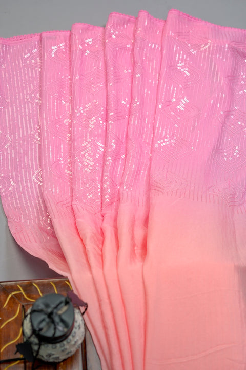 Peach and Pink Chiffon saree