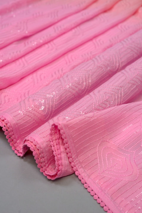 Peach and Pink Chiffon saree