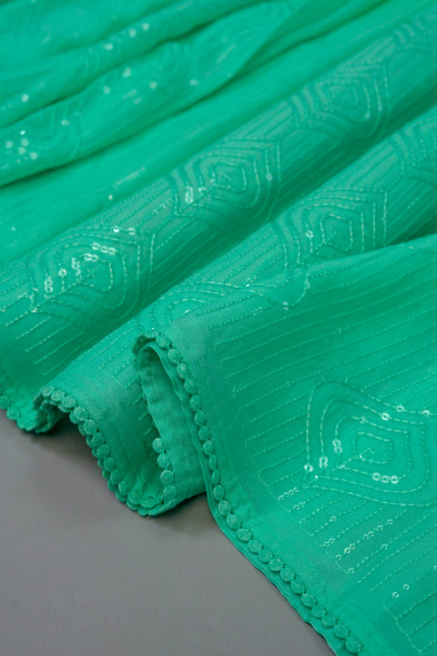 Green and Blue Chiffon saree