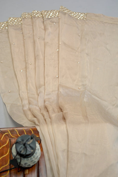 Champagne Soft Organza Cocktail saree