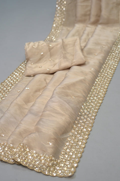 Champagne Soft Organza Cocktail saree