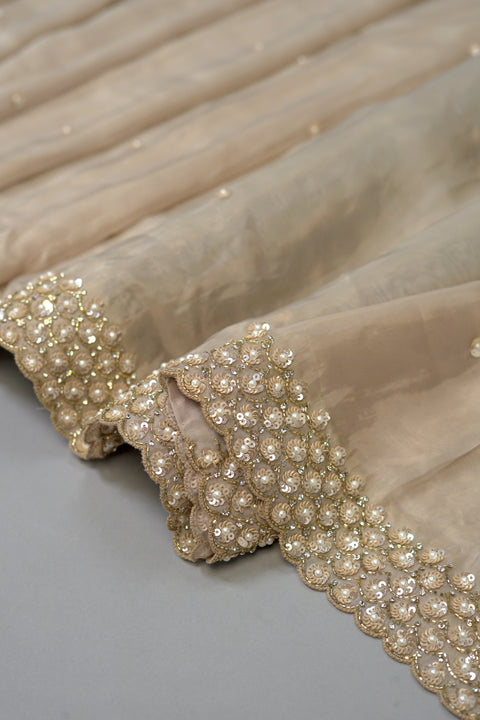 Champagne Soft Organza Cocktail saree