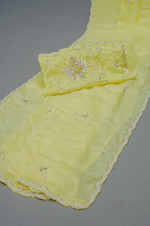 Yellow Chiffon saree