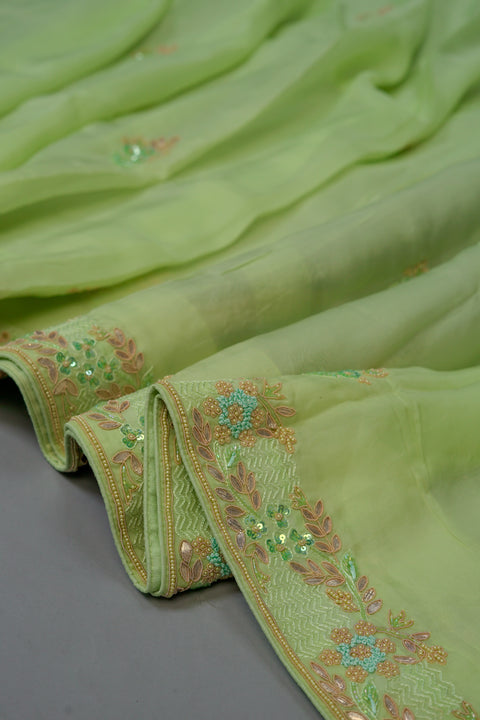Mint Chiffon saree
