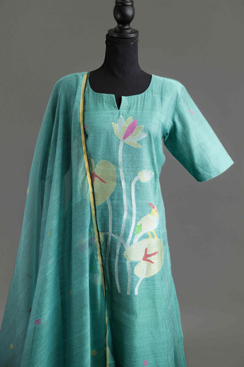 Sky Blue Jamdhani Kurta Set