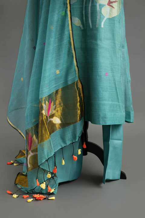 Sky Blue Jamdhani Kurta Set