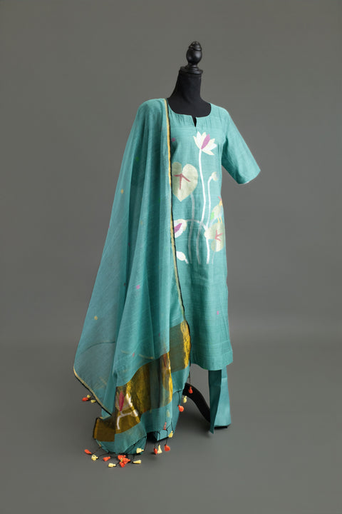 Sky Blue Jamdhani Kurta Set
