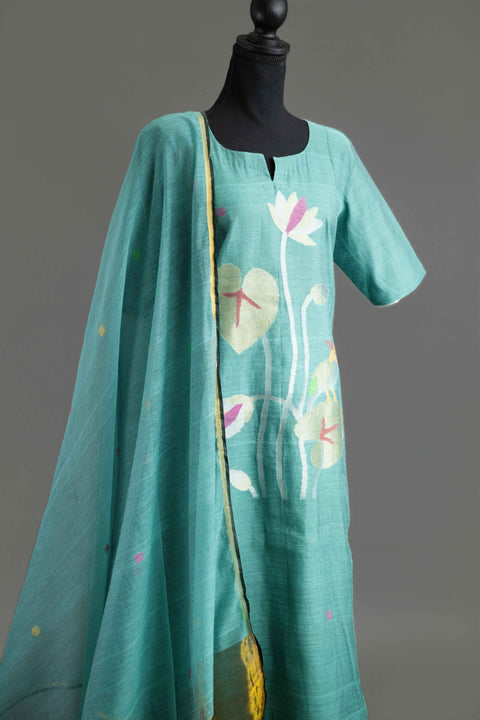 Sky Blue Jamdhani Kurta Set