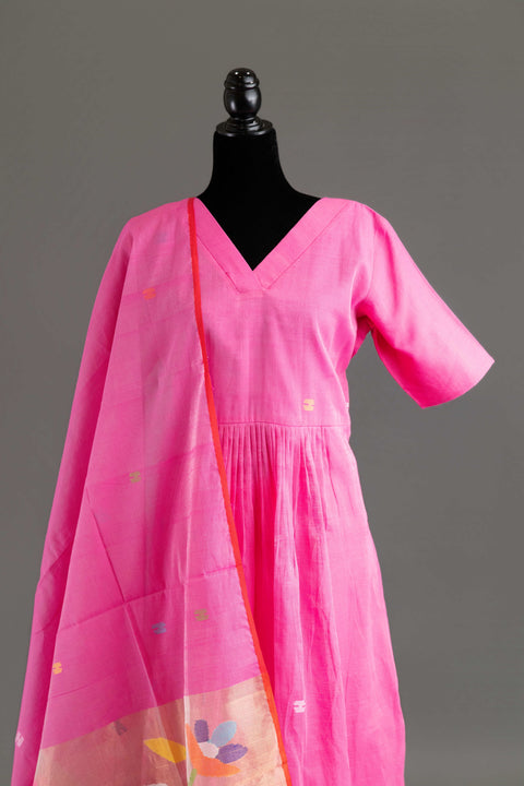 Pink Jamdhani Kurta Set