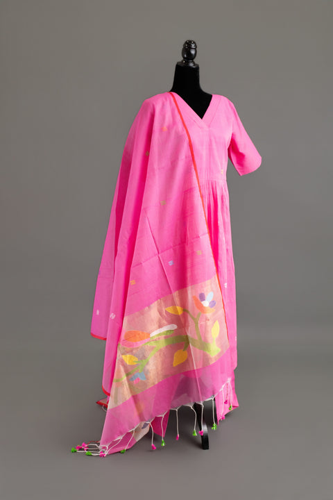 Pink Jamdhani Kurta Set