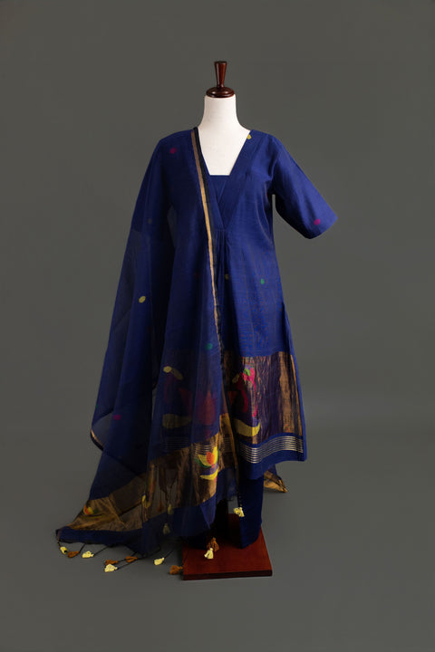 Blue Jamdhani Kurta Set