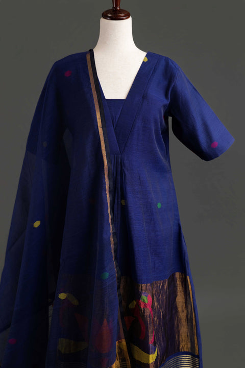 Blue Jamdhani Kurta Set