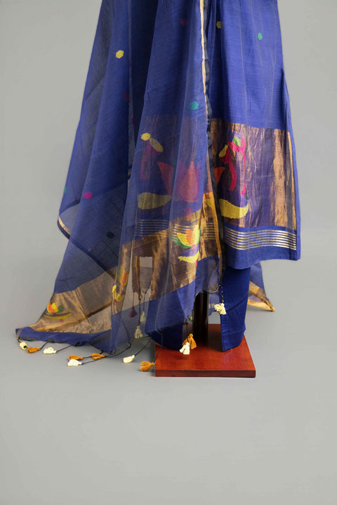 Blue Jamdhani Kurta Set