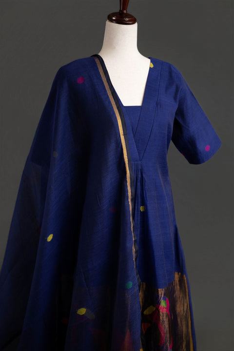 Blue Jamdhani Kurta Set