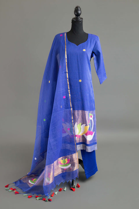 Royal Blue Jamdhani Kurta Set
