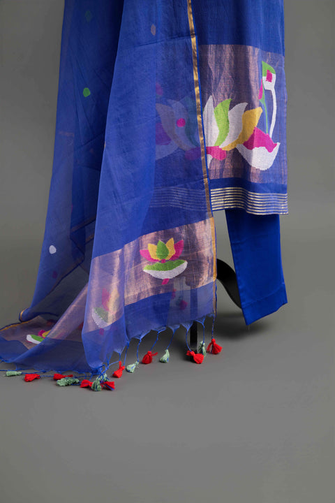 Royal Blue Jamdhani Kurta Set