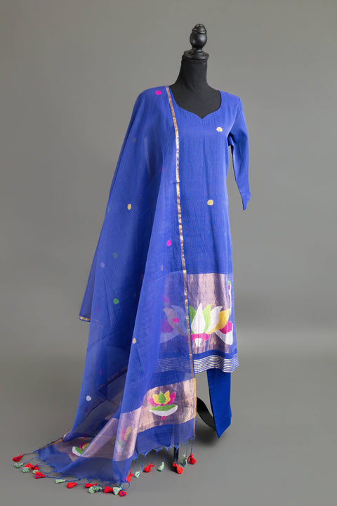 Royal Blue Jamdhani Kurta Set