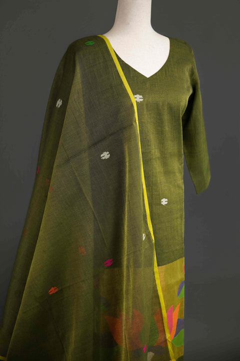 Green Jamdhani Kurta Set