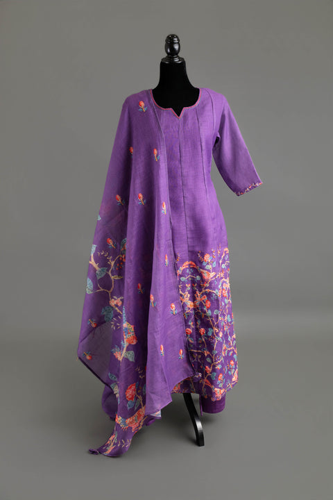 Violet Lenin Cotton Kurta Set