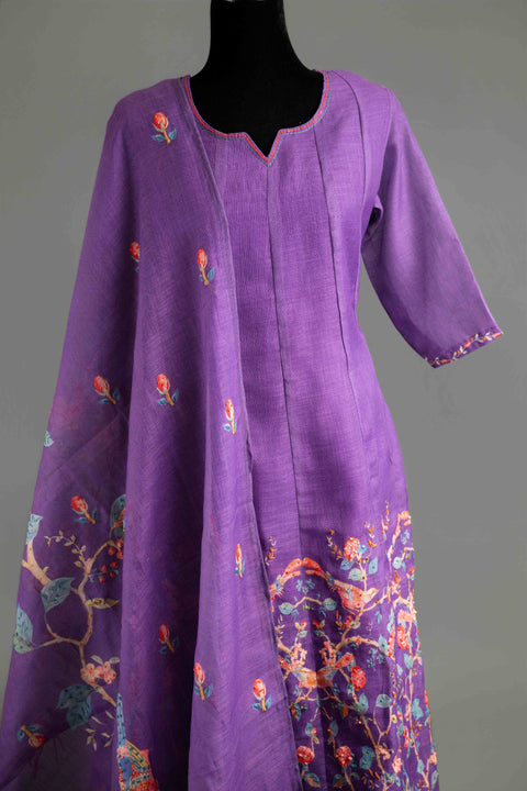 Violet Lenin Cotton Kurta Set