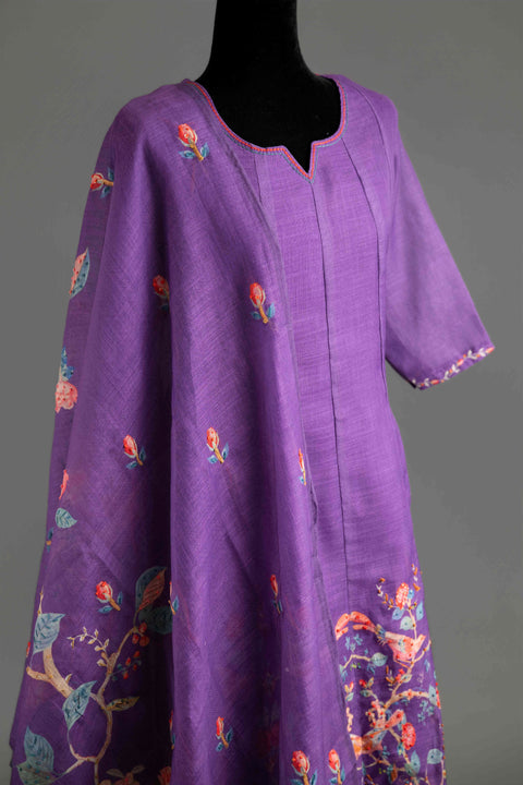 Violet Lenin Cotton Kurta Set