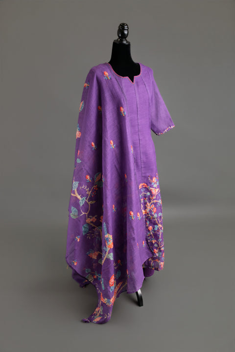 Violet Lenin Cotton Kurta Set