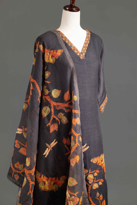 Black Lenin Cotton Kurta Set