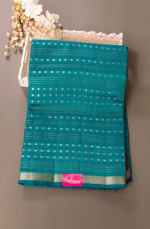 Teal Green Tussar Gift Saree