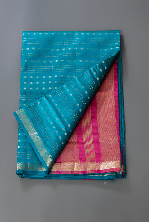 Teal Green Tussar Gift Saree