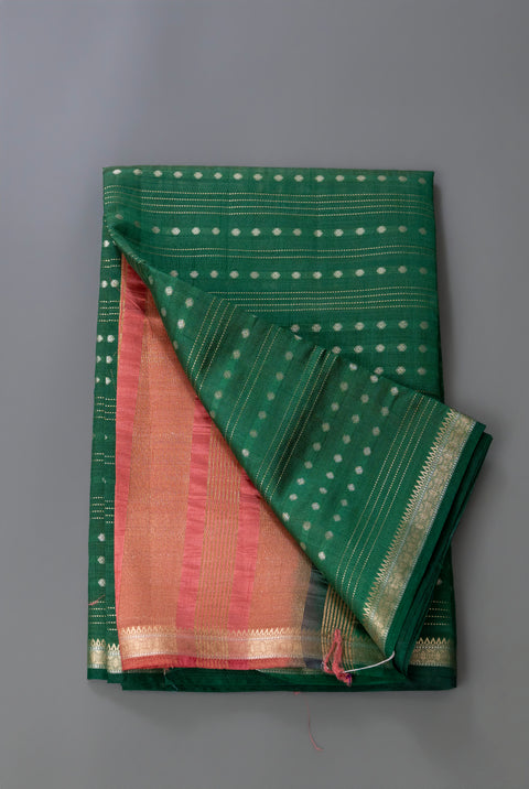 Bottle Green Tussar Gift Saree
