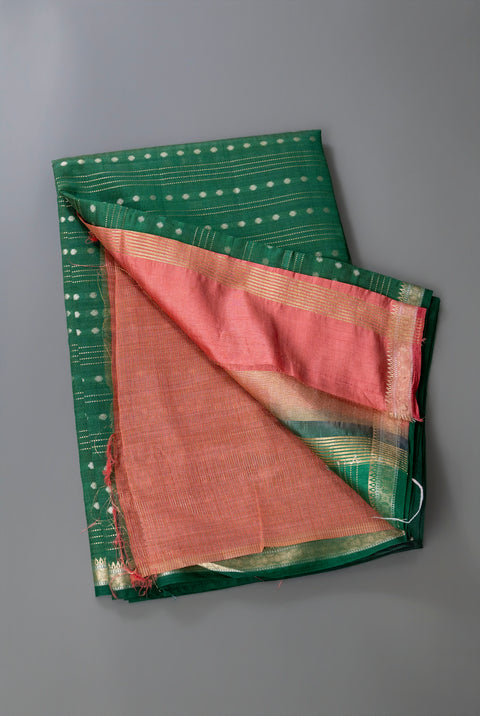 Bottle Green Tussar Gift Saree