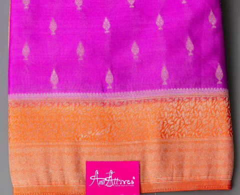 Purple Orange Chiffon Gift Saree