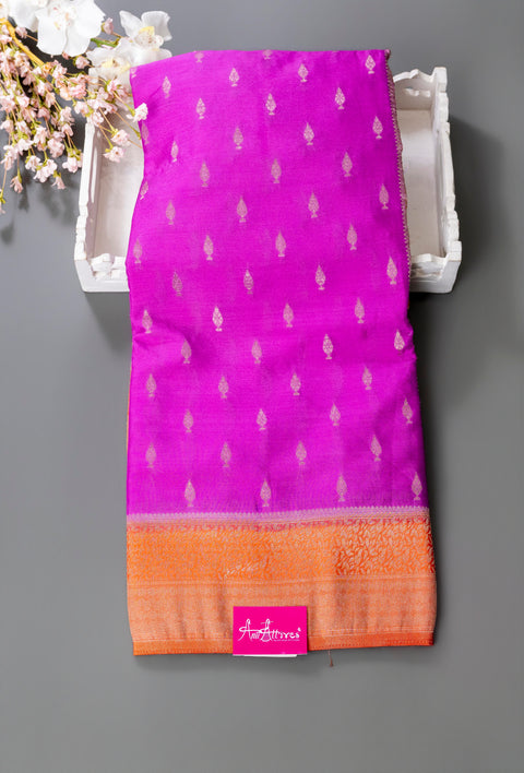 Purple Orange Chiffon Gift Saree