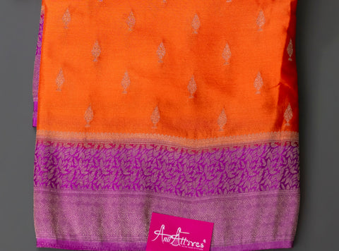 Orange Purple Chiffon Gift Saree
