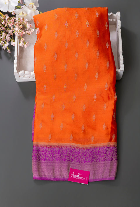 Orange Purple Chiffon Gift Saree