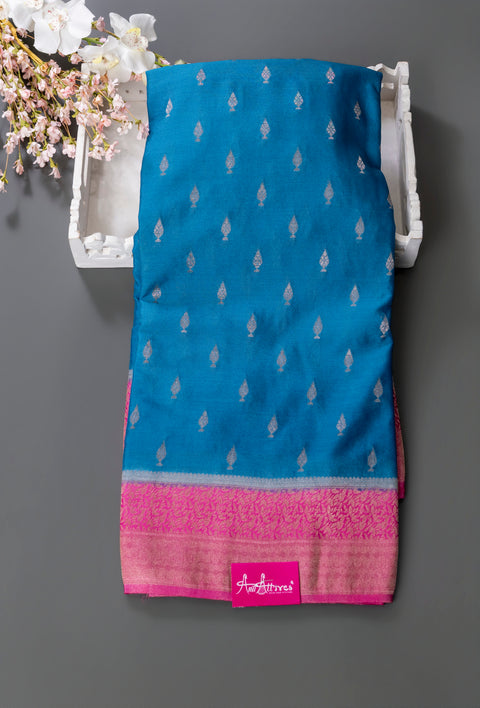 Blue Pink Chiffon Gift Saree