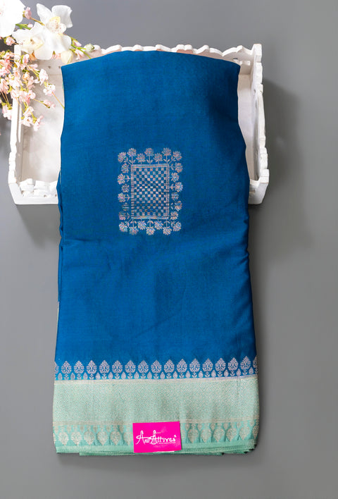 Teal Blue Chiffon Gift Saree